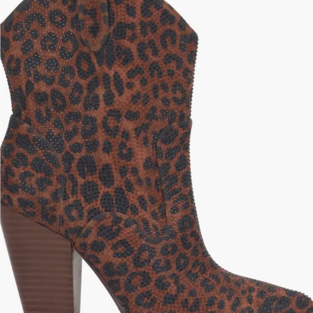 Jessica Simpson Cissely Leopard Print Rhinestone Western Boot BNWOB - Picture 2 of 12
